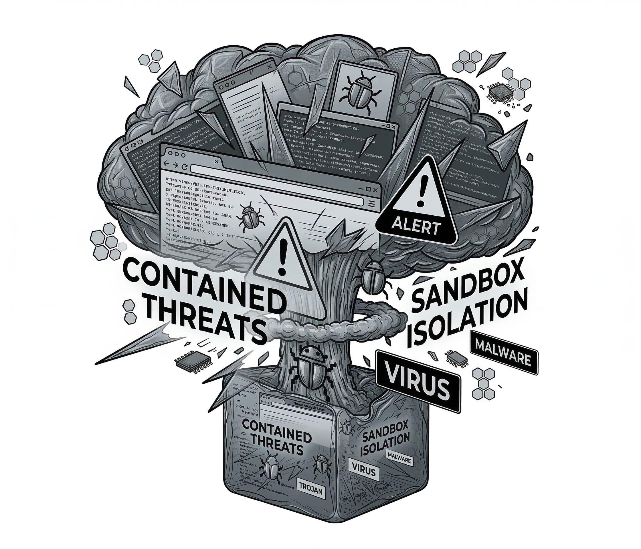 Contained threat self-destruct illustration